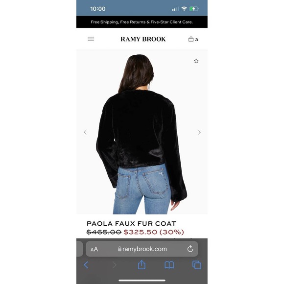 NWT Ramy Brook Paola Black Faux Fur L Retails $465 - Picture 4 of 5